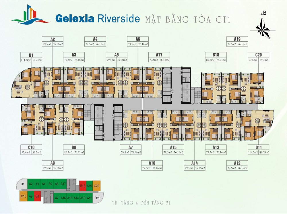 mặt bằng tòa CT1 gelexia riverside