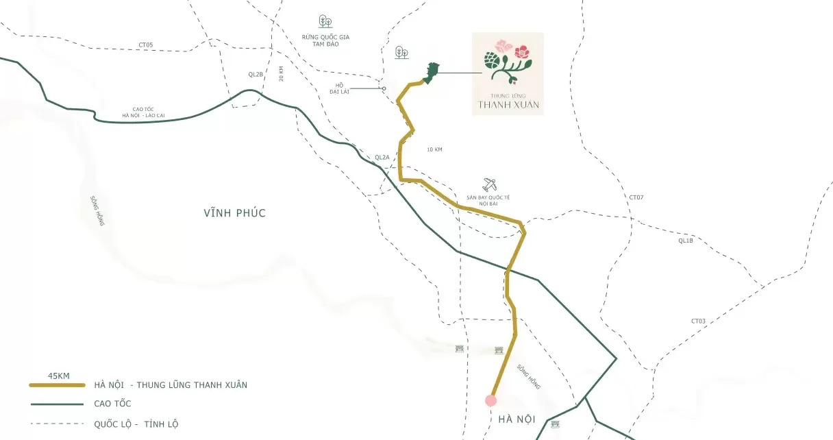 vị trí thung lũng thanh xuân